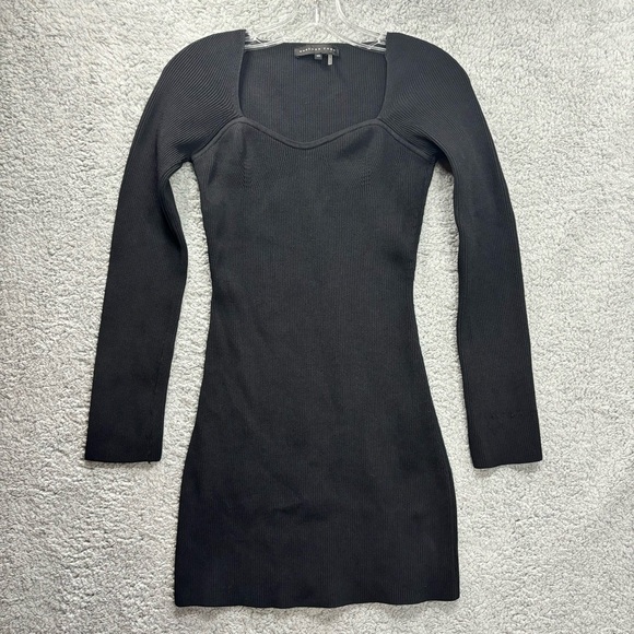 Endless Rose Dress Sz XS Black Textured Body Con Mini Stretch Long Sleeve - Picture 2 of 7